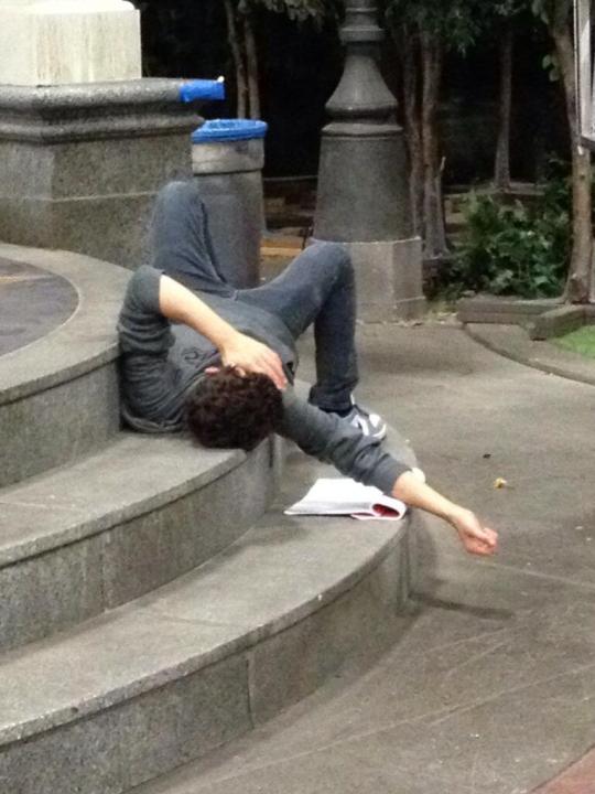 Cameron Boyce - sleeping on steps