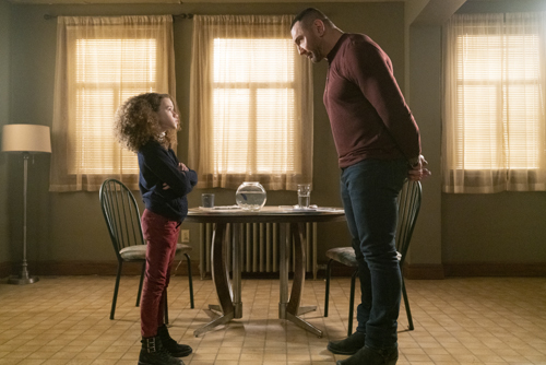 Dave Bautista and Chloe Coleman.