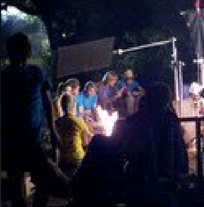 filming a campfire scene